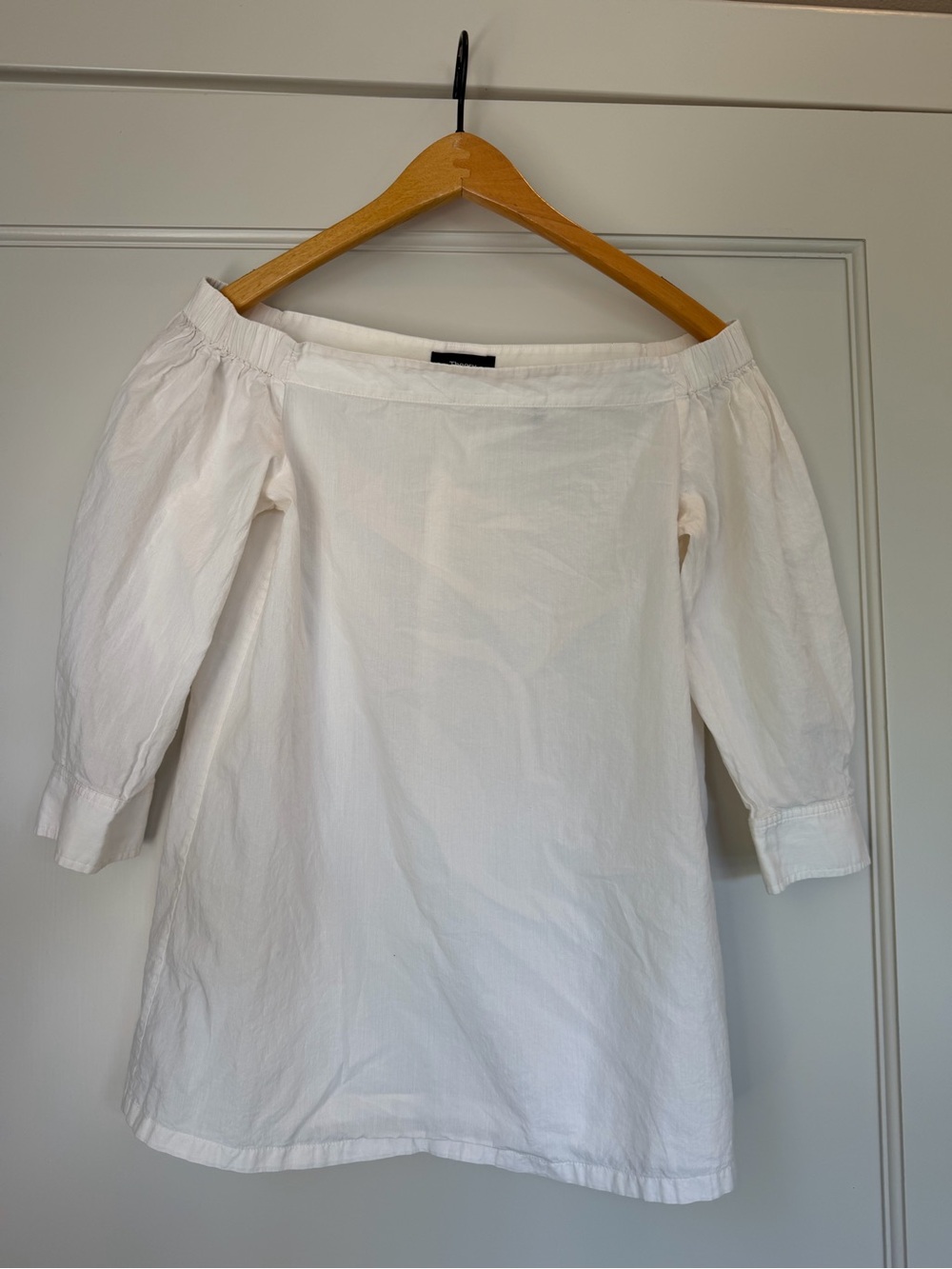 Theory White Off-shoulder Cotton Blouse Size P